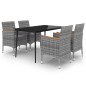vidaXL 5-tlg. Garten-Essgruppe mit Auflagen Poly Rattan und Glas vidaXL 5-tlg. Garten-Essgruppe mit Auflagen Poly Rattan und Glas