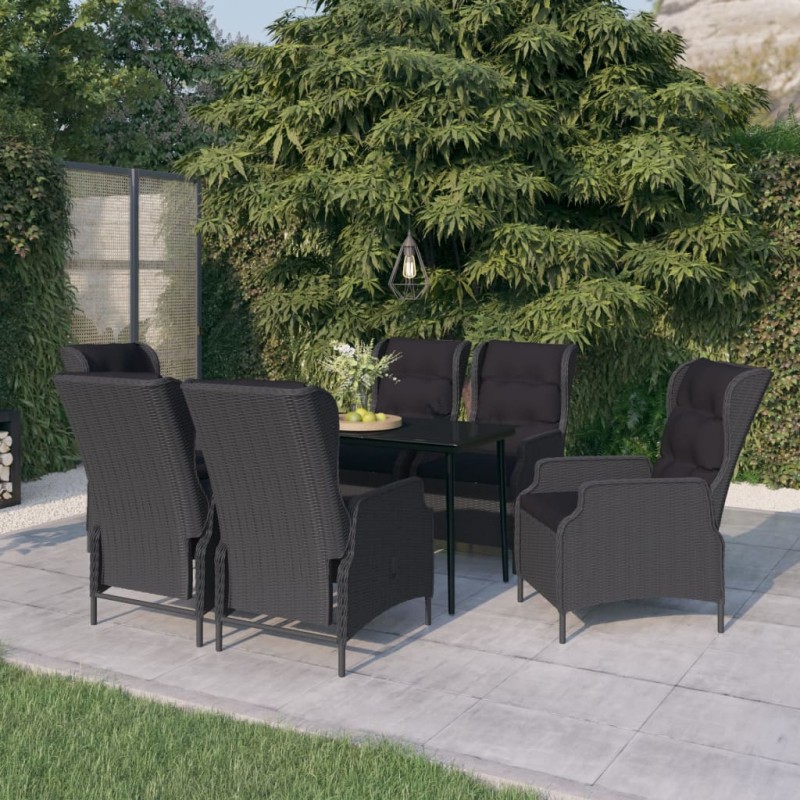 vidaXL 7-tlg. Garten-Essgruppe Dunkelgrau vidaXL 7-tlg. Garten-Essgruppe Dunkelgrau