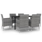 vidaXL 7-tlg. Garten-Essgruppe mit Auflagen Poly Rattan und Glas vidaXL 7-tlg. Garten-Essgruppe mit Auflagen Poly Rattan und Glas