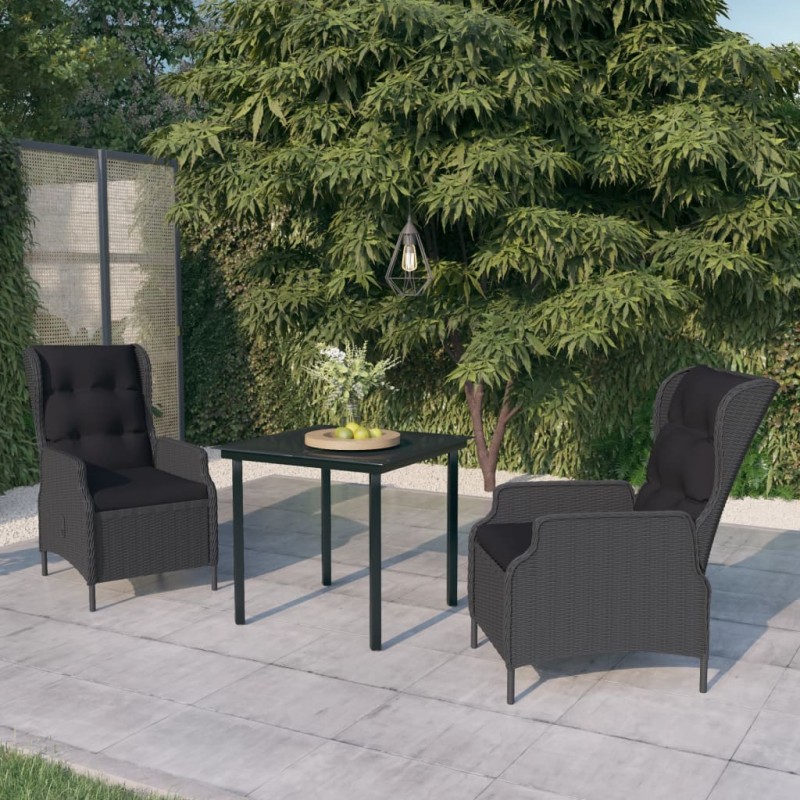 vidaXL 3-tlg. Garten-Essgruppe Dunkelgrau vidaXL 3-tlg. Garten-Essgruppe Dunkelgrau