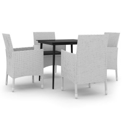 vidaXL 5-tlg. Garten-Essgruppe mit Auflagen Poly Rattan und Glas
