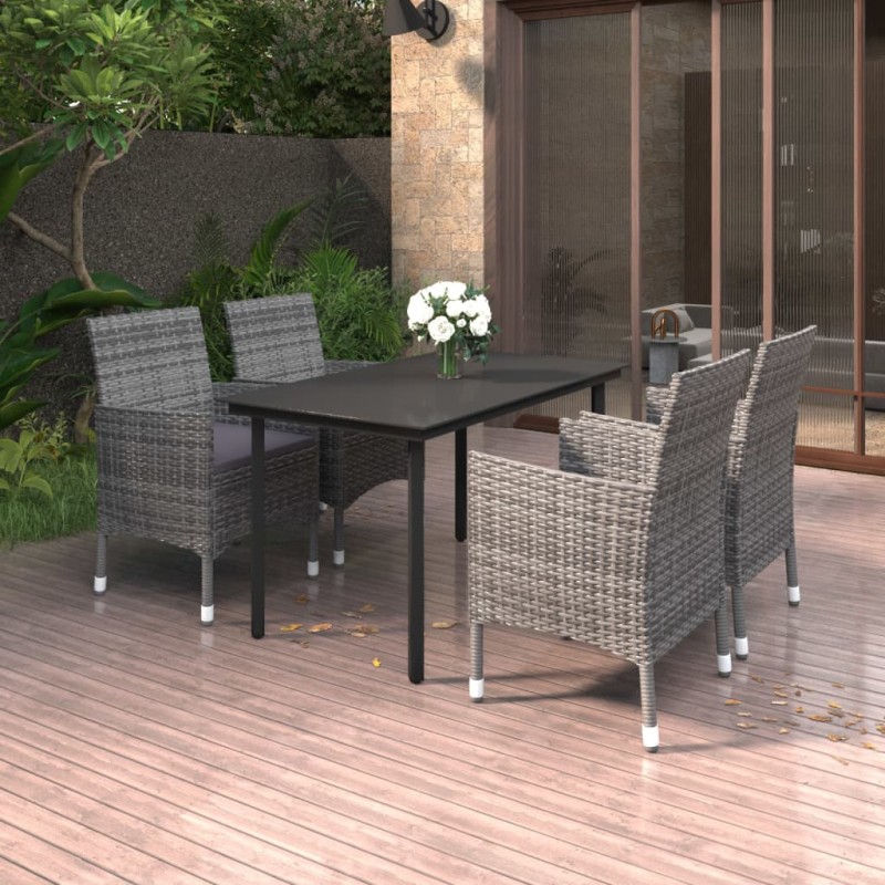 vidaXL 5-tlg. Garten-Essgruppe mit Auflagen Poly Rattan und Glas vidaXL 5-tlg. Garten-Essgruppe mit Auflagen Poly Rattan und Glas