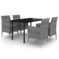 vidaXL 5-tlg. Garten-Essgruppe mit Auflagen Poly Rattan und Glas vidaXL 5-tlg. Garten-Essgruppe mit Auflagen Poly Rattan und Glas
