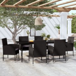 vidaXL 7-tlg. Garten-Essgruppe Schwarz
