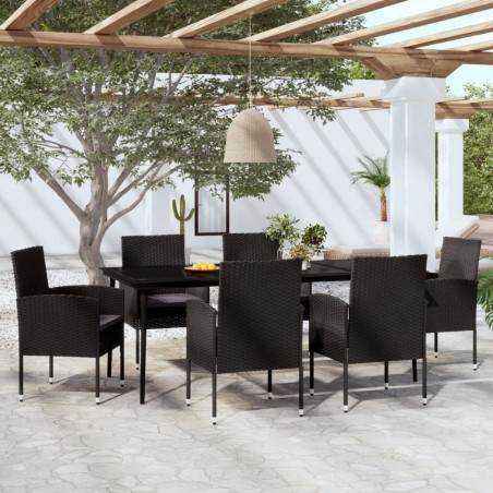 vidaXL 7-tlg. Garten-Essgruppe Schwarz