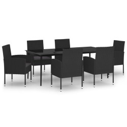 vidaXL 7-tlg. Garten-Essgruppe Schwarz