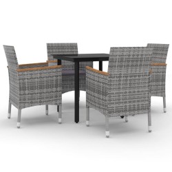 vidaXL 5-tlg. Garten-Essgruppe mit Auflagen Poly Rattan und Glas