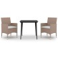 vidaXL 3-tlg. Garten-Essgruppe mit Auflagen Poly Rattan und Glas vidaXL 3-tlg. Garten-Essgruppe mit Auflagen Poly Rattan und Glas