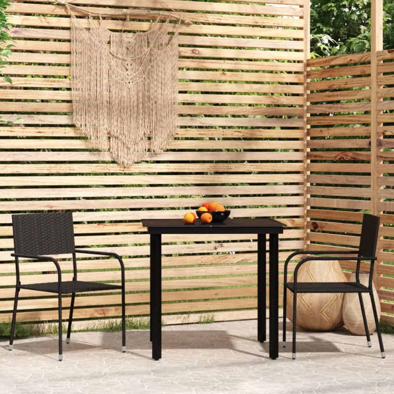 vidaXL 3-tlg. Garten-Essgruppe Schwarz vidaXL 3-tlg. Garten-Essgruppe Schwarz