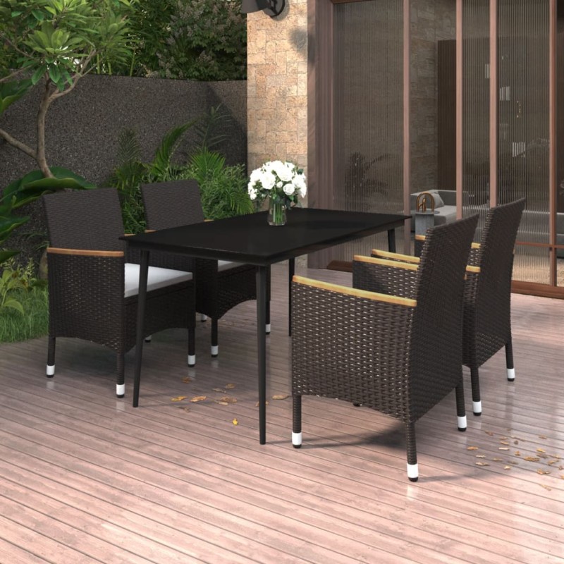 vidaXL 5-tlg. Garten-Essgruppe mit Auflagen Poly Rattan und Glas vidaXL 5-tlg. Garten-Essgruppe mit Auflagen Poly Rattan und Glas