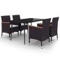 vidaXL 5-tlg. Garten-Essgruppe mit Auflagen Poly Rattan und Glas vidaXL 5-tlg. Garten-Essgruppe mit Auflagen Poly Rattan und Glas