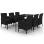 vidaXL 7-tlg. Garten-Essgruppe mit Kissen Poly Rattan und Glas vidaXL 7-tlg. Garten-Essgruppe mit Kissen Poly Rattan und Glas