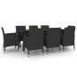 vidaXL 9-tlg. Garten-Essgruppe mit Auflagen Poly Rattan und Glas vidaXL 9-tlg. Garten-Essgruppe mit Auflagen Poly Rattan und Glas