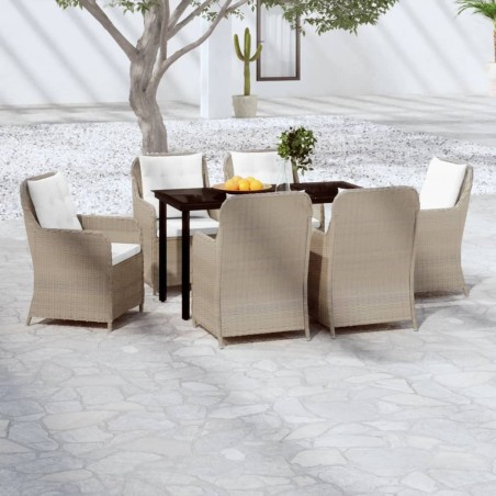 vidaXL 7-tlg. Garten-Essgruppe Braun
