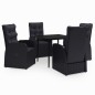vidaXL 5-tlg. Garten-Essgruppe mit Kissen Schwarz vidaXL 5-tlg. Garten-Essgruppe mit Kissen Schwarz