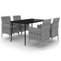 vidaXL 5-tlg. Garten-Essgruppe mit Auflagen Poly Rattan und Glas vidaXL 5-tlg. Garten-Essgruppe mit Auflagen Poly Rattan und Glas