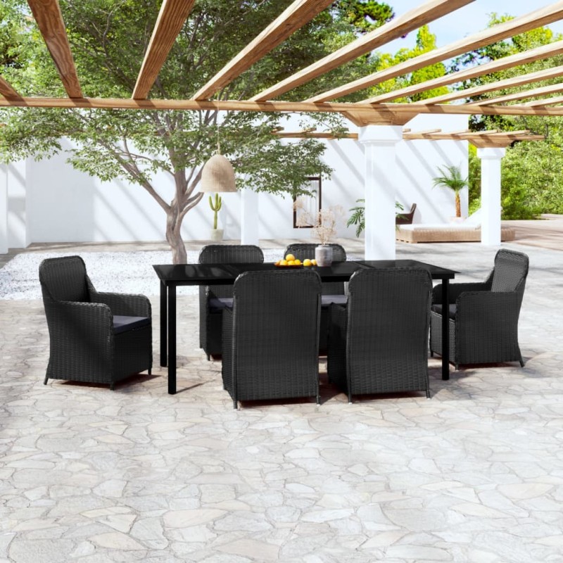 vidaXL 7-tlg. Garten-Essgruppe mit Kissen Schwarz vidaXL 7-tlg. Garten-Essgruppe mit Kissen Schwarz