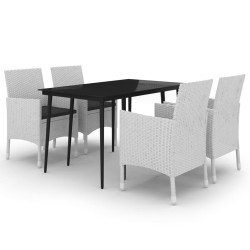 vidaXL 5-tlg. Garten-Essgruppe mit Auflagen Poly Rattan und Glas