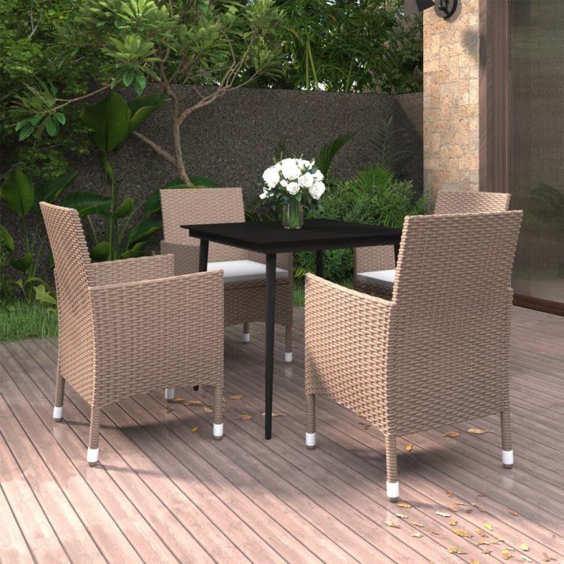 vidaXL 5-tlg. Garten-Essgruppe mit Kissen Poly Rattan und Glas vidaXL 5-tlg. Garten-Essgruppe mit Kissen Poly Rattan und Glas