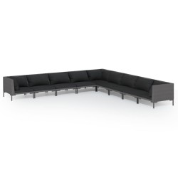 vidaXL 9-tlg. Garten-Lounge-Set mit Kissen Poly Rattan Dunkelgrau