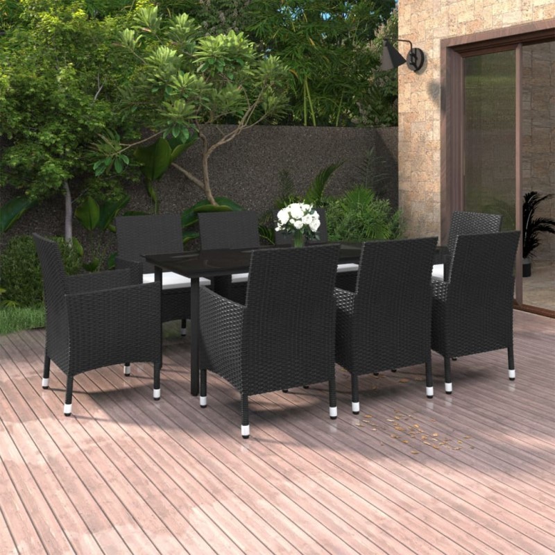 vidaXL 9-tlg. Garten-Essgruppe mit Kissen Poly Rattan und Glas vidaXL 9-tlg. Garten-Essgruppe mit Kissen Poly Rattan und Glas