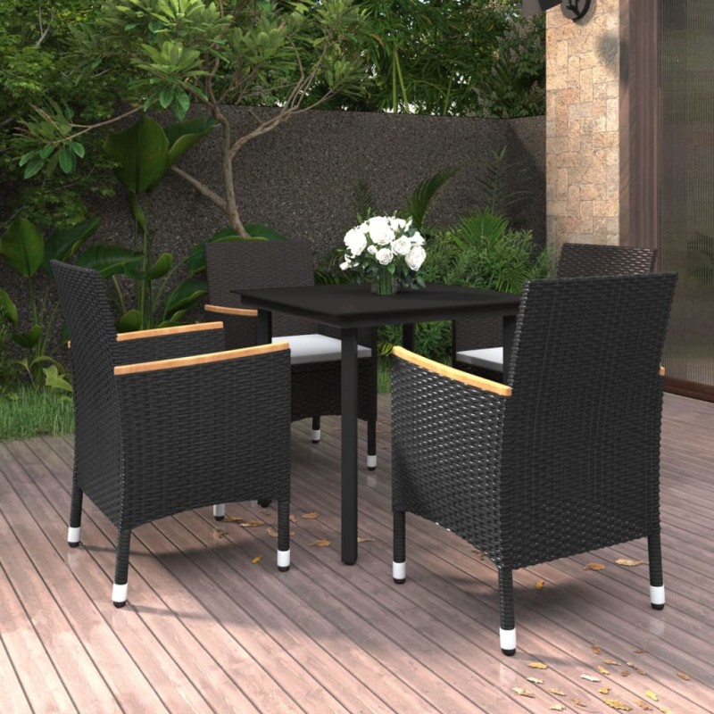 vidaXL 5-tlg. Garten-Essgruppe mit Auflagen Poly Rattan und Glas vidaXL 5-tlg. Garten-Essgruppe mit Auflagen Poly Rattan und Glas