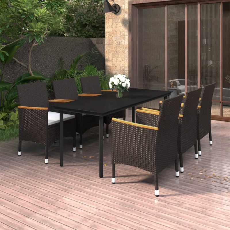 vidaXL 7-tlg. Garten-Essgruppe mit Kissen Poly Rattan und Glas vidaXL 7-tlg. Garten-Essgruppe mit Kissen Poly Rattan und Glas