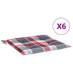 Gartenstuhl-Kissen 6Stk. Rot Karomuster 40x40x3cm Oxford-Gewebe