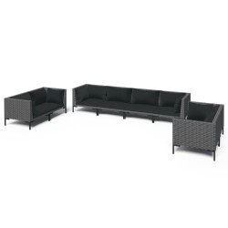 vidaXL 8-tlg. Garten-Lounge-Set mit Kissen Poly Rattan Dunkelgrau