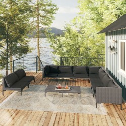 vidaXL 10-tlg. Garten-Lounge-Set mit Auflagen Poly Rattan Dunkelgrau