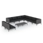 vidaXL 10-tlg. Garten-Lounge-Set mit Auflagen Poly Rattan Dunkelgrau vidaXL 10-tlg. Garten-Lounge-Set mit Auflagen Poly Rattan Dunkelgrau