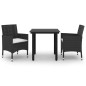 vidaXL 3-tlg. Garten-Essgruppe mit Auflagen Poly Rattan und Glas vidaXL 3-tlg. Garten-Essgruppe mit Auflagen Poly Rattan und Glas