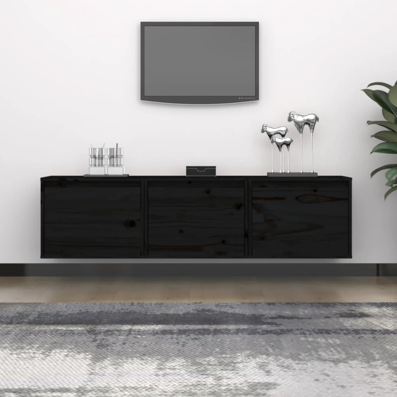 vidaXL TV-Schränke 3 Stk. Schwarz Massivholz Kiefer vidaXL TV-Schränke 3 Stk. Schwarz Massivholz Kiefer