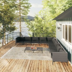 vidaXL 10-tlg. Garten-Lounge-Set mit Kissen Poly Rattan Dunkelgrau