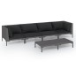 vidaXL 5-tlg. Garten-Lounge-Set mit Kissen Poly Rattan Dunkelgrau vidaXL 5-tlg. Garten-Lounge-Set mit Kissen Poly Rattan Dunkelgrau