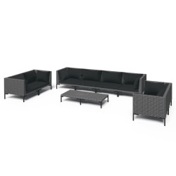 vidaXL 9-tlg. Garten-Lounge-Set mit Auflagen Poly Rattan Dunkelgrau