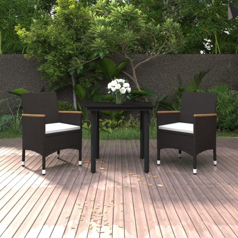 vidaXL 3-tlg. Garten-Essgruppe mit Auflagen Poly Rattan und Glas vidaXL 3-tlg. Garten-Essgruppe mit Auflagen Poly Rattan und Glas
