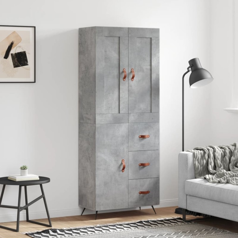 Highboard Betongrau 69,5x34x180 cm Holzwerkstoff Highboard Betongrau 69,5x34x180 cm Holzwerkstoff