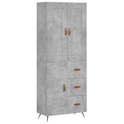 Highboard Betongrau 69,5x34x180 cm Holzwerkstoff