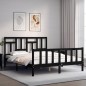 Massivholzbett mit Kopfteil Schwarz 160x200 cm Massivholzbett mit Kopfteil Schwarz 160x200 cm