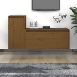 vidaXL TV-Schränke 2 Stk. Honigbraun Massivholz Kiefer