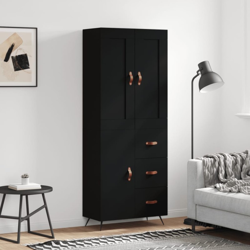 Highboard Schwarz 69,5x34x180 cm Holzwerkstoff Highboard Schwarz 69,5x34x180 cm Holzwerkstoff