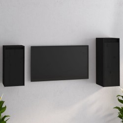 vidaXL TV-Schränke 2 Stk. Schwarz Massivholz Kiefer