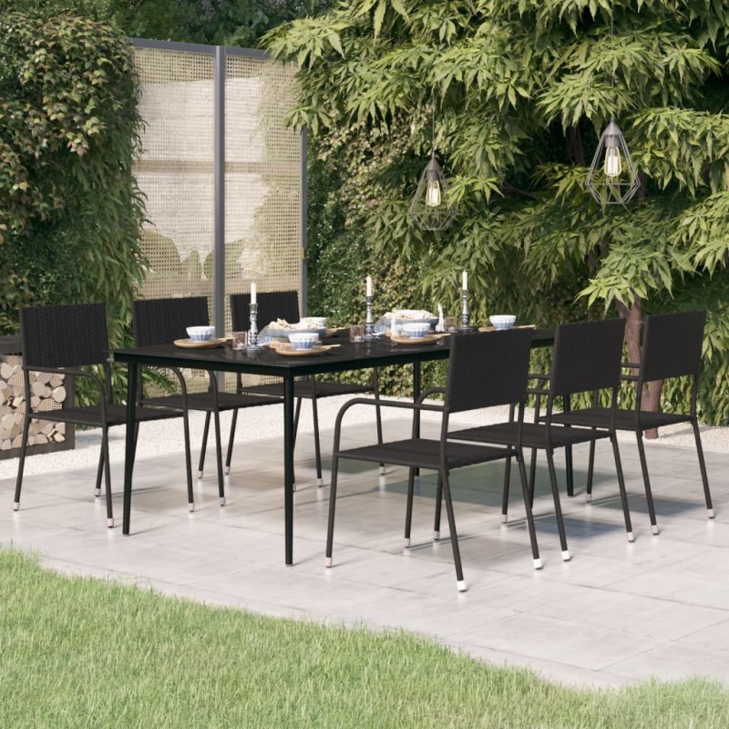 vidaXL Garten-Esstisch Schwarz 200x100x74 cm Stahl und Glas vidaXL Garten-Esstisch Schwarz 200x100x74 cm Stahl und Glas