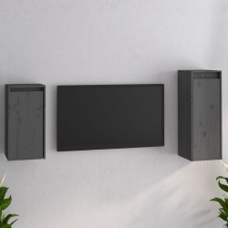 vidaXL TV-Schränke 2 Stk. Grau Massivholz Kiefer