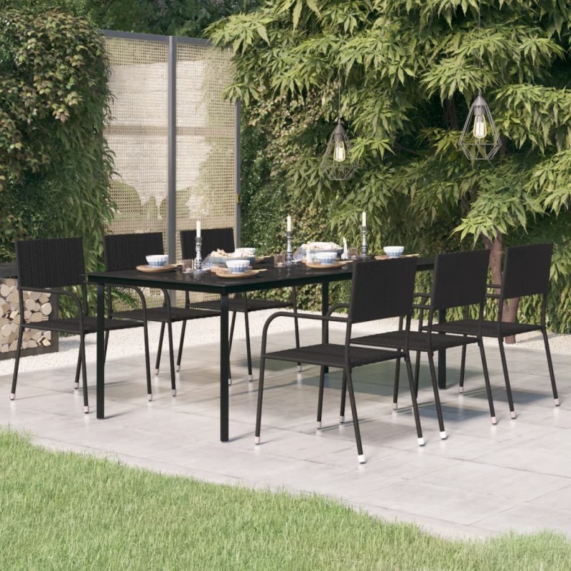 vidaXL Garten-Esstisch Schwarz 200x100x74 cm Stahl und Glas vidaXL Garten-Esstisch Schwarz 200x100x74 cm Stahl und Glas