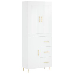 Highboard Hochglanz-Weiß 69,5x34x180 cm Holzwerkstoff