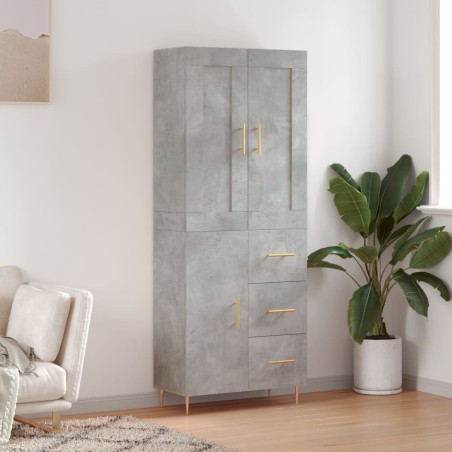 vidaXL Highboard Betongrau 69,5x34x180 cm Holzwerkstoff