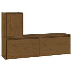 vidaXL TV-Schränke 3 Stk. Honigbraun Massivholz Kiefer
