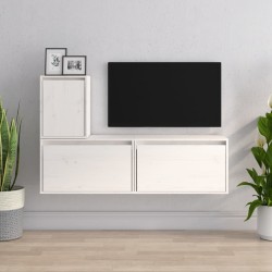vidaXL TV-Schränke 3 Stk. Weiß Massivholz Kiefer